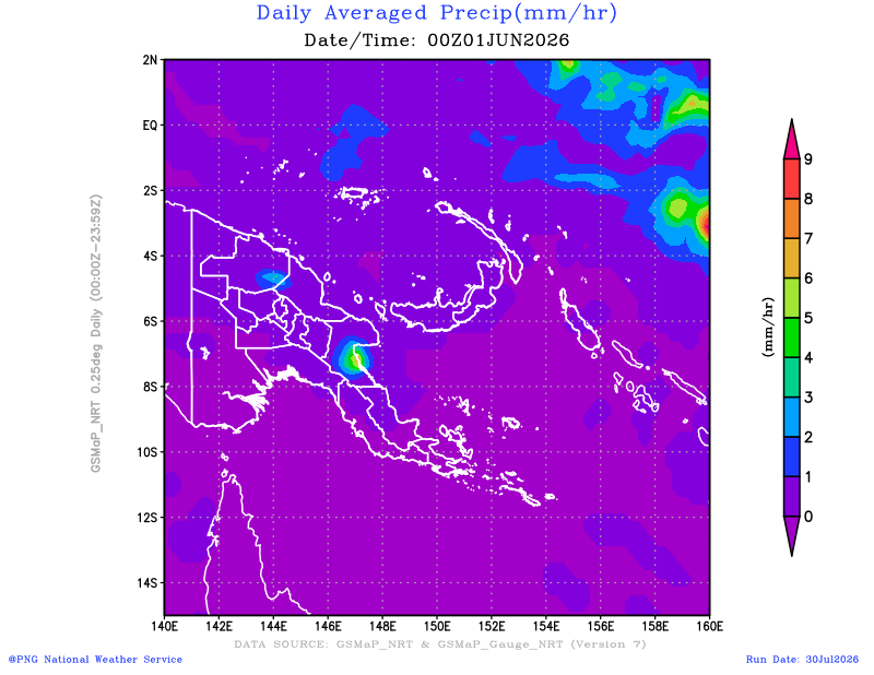 PNGNWS GSMaP daily rainfall preview