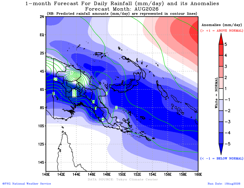 PNGNWS 3-month rainfall outlook PNG domain